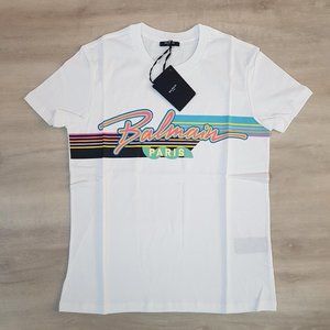 Balmain White T-Shirt With Logo Printed